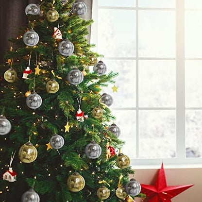 Set of 4 Silver Mercury Glass Ornaments (3.15" Grooved Crackle Ball)