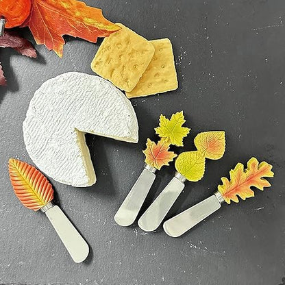 Supreme Housewares Fall Leaves Cheese Spreaders, Hand-Painted Resin