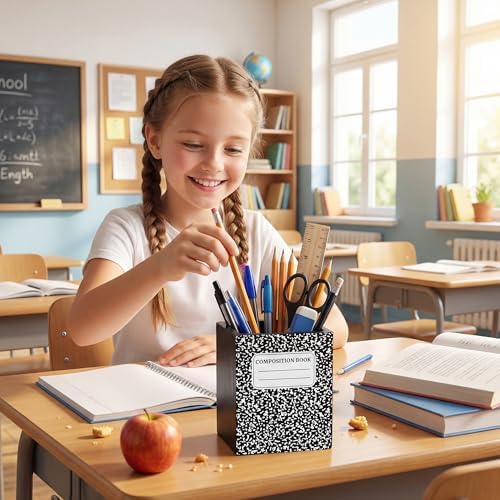 MALLMALL6 Wooden Pencil Holder - Back To School Pen Desk Organization