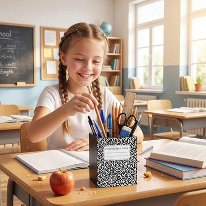 MALLMALL6 Wooden Pencil Holder - Back To School Pen Desk Organization