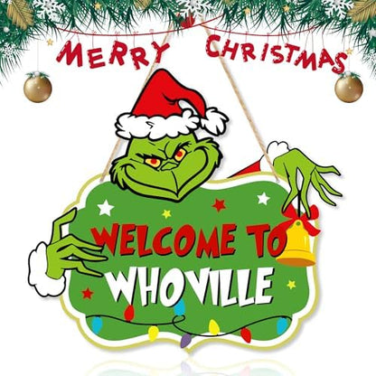 Christmas Decorations Hanging Signs Christmas Door Sign Welcome to