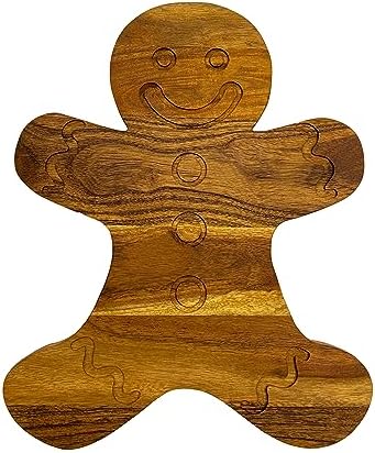 Wood Cutting Board for Kitchen Christmas Gingerbread Shaped Wooden