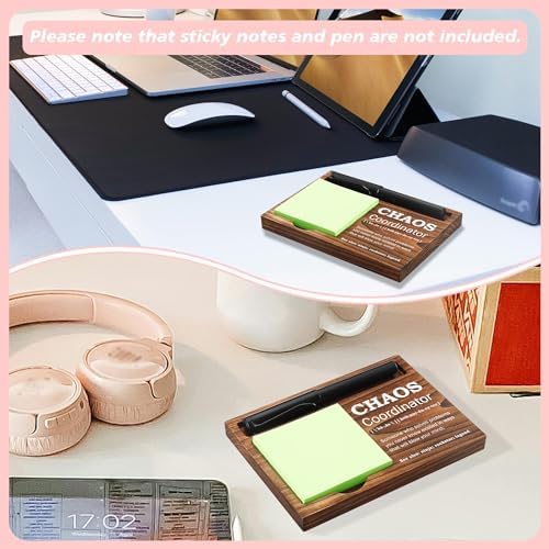 Chaos Coordinator Sticky Note Holder Wooden Notepad & Pen Holder