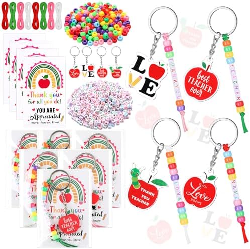 Suncalla 984 Pcs 24 Set Teacher Keychain Making Kit Teacher Charm