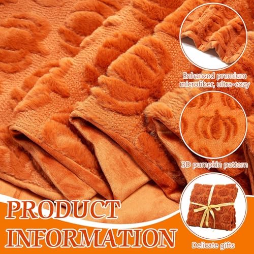 Tegeme Fall Halloween Pumpkin Throw Blanket 50" x 60", 3D Pumpkin