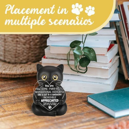 FOUGSTA Super Adorable Black Cat Resin Figurine, Appreciation Gift for