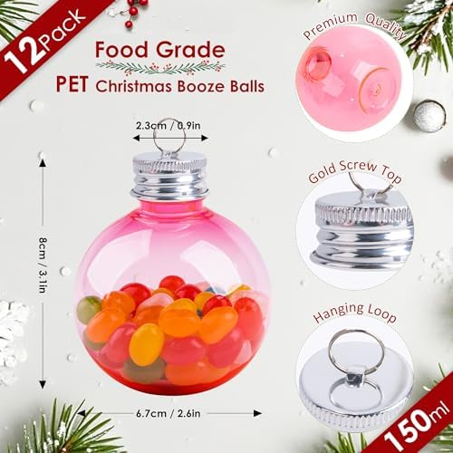 Christmas Ornament Balls for Drink -5oz Fillable Ornaments Plastic