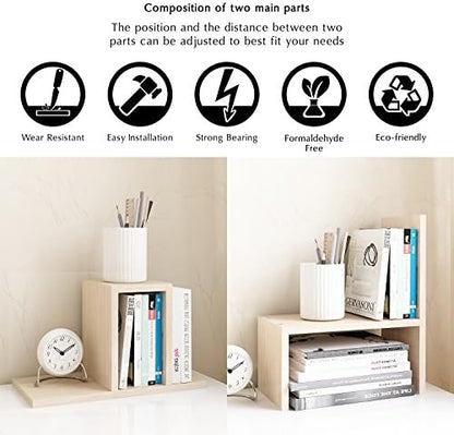 Jerry & Maggie Desktop Organizer Office Storage Rack Adjustable Wood