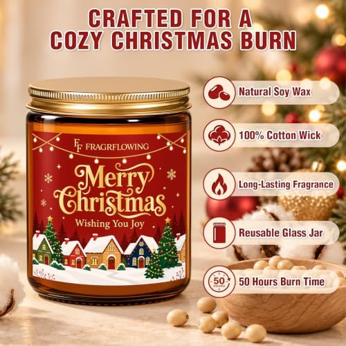 FF FRAGRFLOWING Merry Christmas Candle, Holiday Gift for Women
