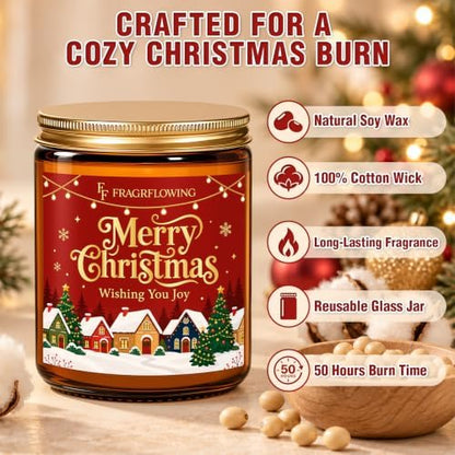 FF FRAGRFLOWING Merry Christmas Candle, Holiday Gift for Women