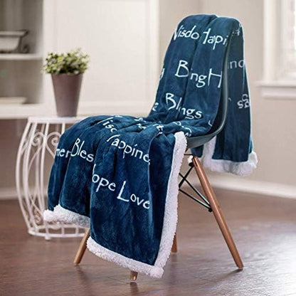 Chanasya Premium Harmony Inspirational Words Faux Fur Throw Blanket