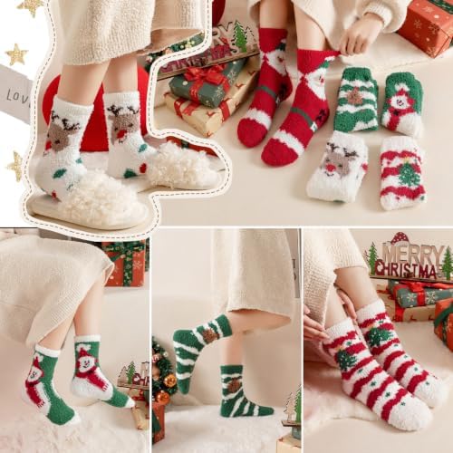 Trifabricy Fuzzy Socks, 5 Pairs Cute Chirstmas Fuzzy Socks for Women