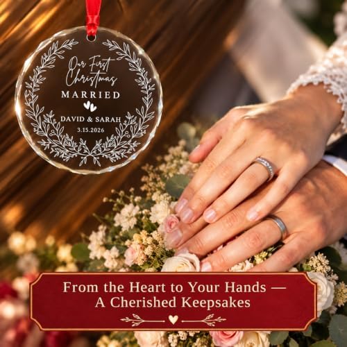 Personalized Our First Christmas Married Crystal Ornament - 2026