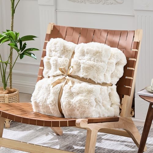 NORD ECO Luxury 1000GSM Faux Rabbit Fur Throw Blanket, Super Heavy