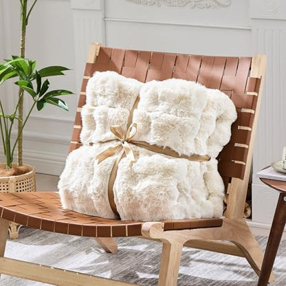 NORD ECO Luxury 1000GSM Faux Rabbit Fur Throw Blanket, Super Heavy