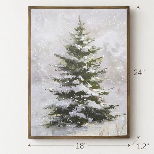 Christmas Decorations-18“ x 24" Lighted Framed Snowy Tree Canvas Wall
