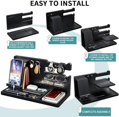 Wood Phone Docking Station, Nightstand Organizer, Birthday Gifts for