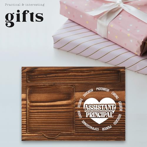 Assistant Principal Thank You Gift, Rustic Wooden Pencil Note Holder