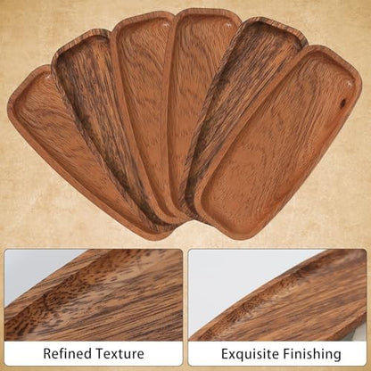 Mini Wooden Serving Platters and Trays, 6.8-inch Solid Acacia Wood