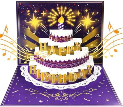 Pop Up Birthday Cards for Women -LED Light & Music Birthday Card