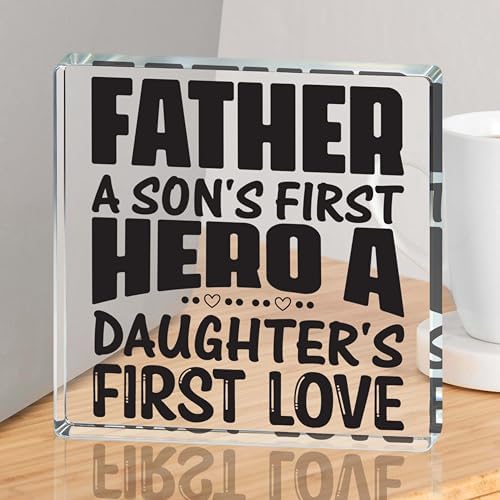 Gifts for Dad - "Son's First Hero, Daughter's First Love" Acrylic Desk