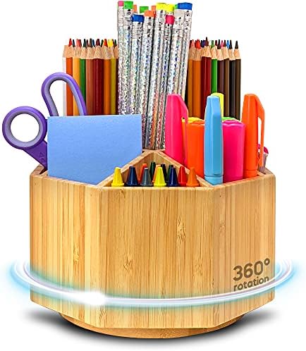 Bamboo Art Supply Organizer - Pencil & Pen Holder - Kids & Adults Desk