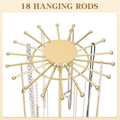 AmaQueen Rotating Necklace Hanger Organizer Tree with Jewelry Tray