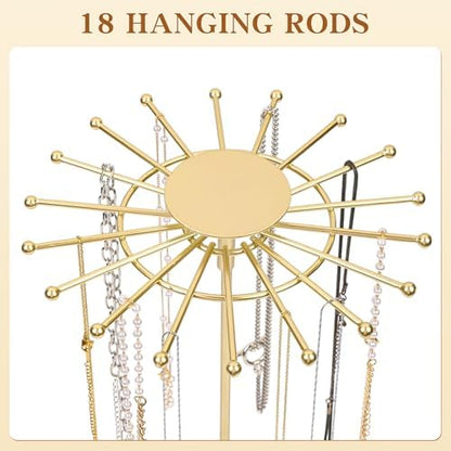 AmaQueen Rotating Necklace Hanger Organizer Tree with Jewelry Tray