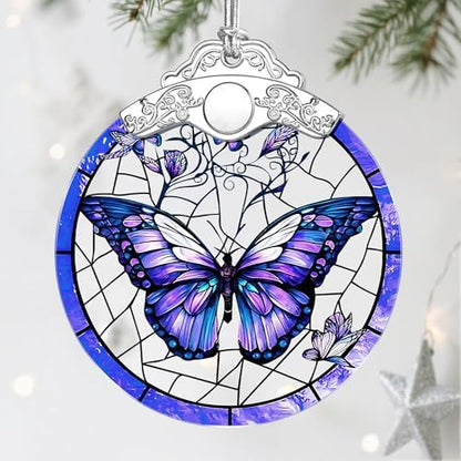 Butterfly Ornament, Stained Glass Christmas Decorations, Christmas