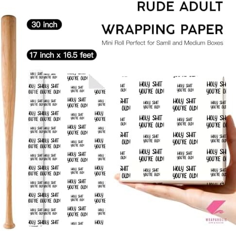 WRAPAHOLIC Funny Birthday Wrapping Paper Roll - Mini Roll - 17 Inch ×
