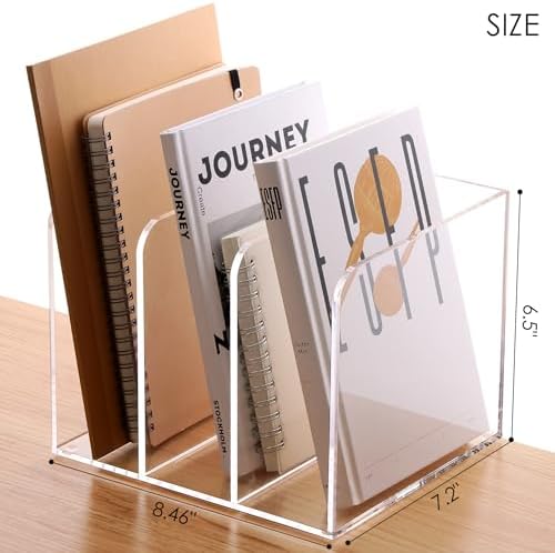 SANRUI Clear Acrylic Vertical Magazine File Organizer with 3-Slot
