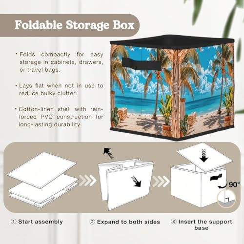 Fabric Storage Bins Closet Storage Bins - Beach Landscape Tropic Ocean