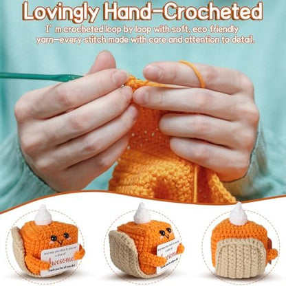 Crochet Pumpkin Pie – Fall Decor Handmade Knitted Mini Thank You Gift