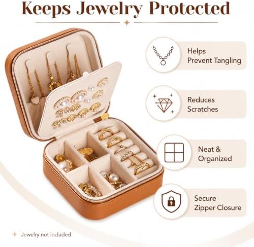 Travel Jewelry Box, PU Leather Organizer for Women Girls, Portable