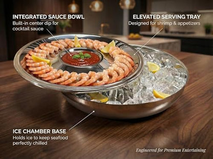 Shrimp Cocktail Serving Dish and Bowl With Ice - Elegant and Large