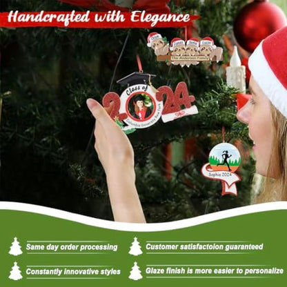 Personalized Couple Christmas Tree Ornament with 2 Bears in a Gift Box