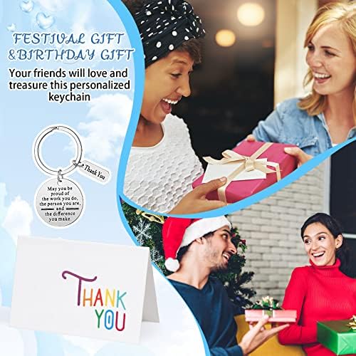 Yinkin 16 Pcs Employee Appreciation Gift Thank You Keychain, Silver