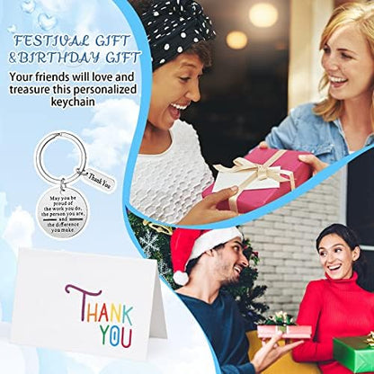 Yinkin 16 Pcs Employee Appreciation Gift Thank You Keychain, Silver