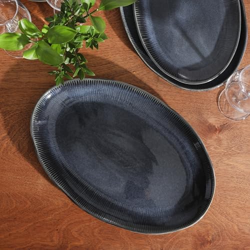 Gibson Elite Sandy Pines 3 Piece Oval Platter Set, 15.7”, 13.75” & 12”