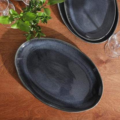 Gibson Elite Sandy Pines 3 Piece Oval Platter Set, 15.7”, 13.75” & 12”