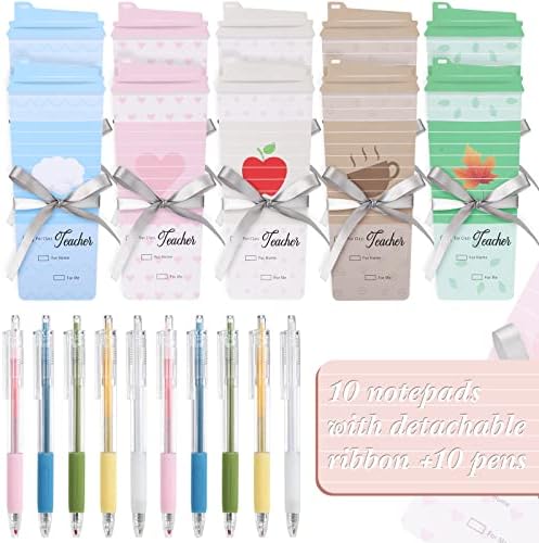 Epakh 10 Sets Teacher Notepad Pen Coffee Cup Notes,Mixed Color,Vivid