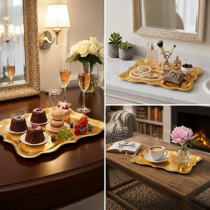 Gift Boutique 10 Gold Rectangle Trays for Dessert Display Table