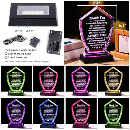 Movdyka Thank You Gift for Women Men, Engraved Crystal Appreciation