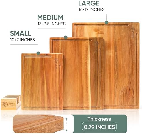 Acacia Wood Cutting Board (Set of 3) – Wooden Cutting Boards for