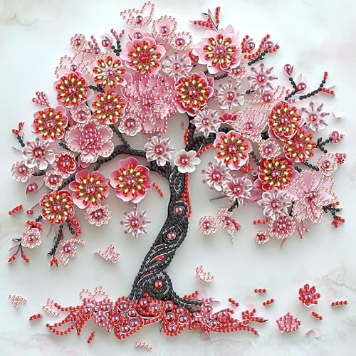 LazyFold Diamond Painting Art Kit, DIY Sakura Tree 5D Special Shape