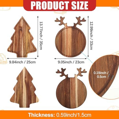 Umigy 2 Pcs Christmas Charcuterie Board Acacia Wood Cutting