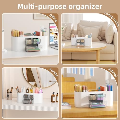 Marbrasse Desk Organizer Pen Holder for Desk with 3 Drawers