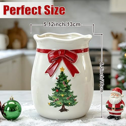 pinata Christmas Kitchen Decor, Ceramic Christmas Tree Utensils Holder