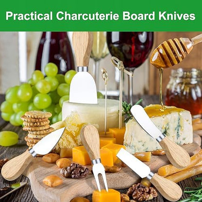 10 Pcs Cheese Knives, Wooden Handle Cheese Knife Set for Charcuterie