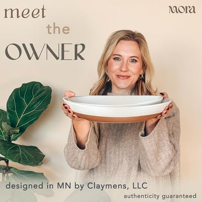 Mora Ceramic Large Serving Bowls- Set of 2 Oval Platters for